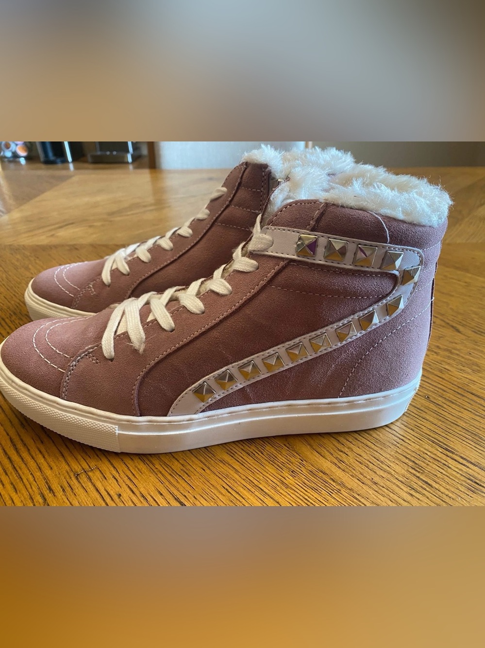Steve Madden Pink High-Top Sneakers with Studs